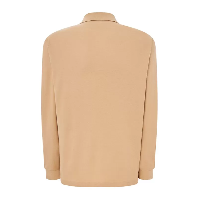 Polo manches longues homme en coton pré-rétréci, maille piquée, 210 g/m²