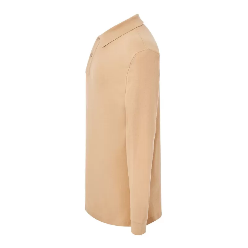 Polo manches longues homme en coton pré-rétréci, maille piquée, 210 g/m²