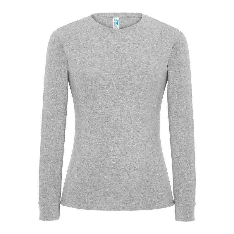 Tee-shirt femme manches longues en coton pré-rétréci, coupe droite, 170 g/m²
