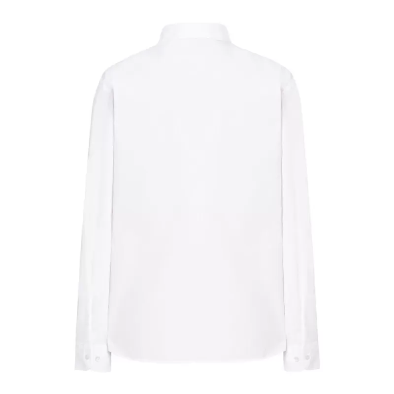 Chemise popeline femme manches longues, coupe ajustée, 100 g/m²