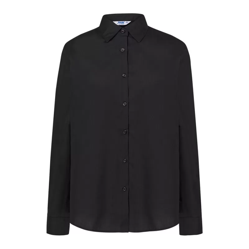 Chemise popeline femme manches longues, coupe ajustée, 100 g/m²