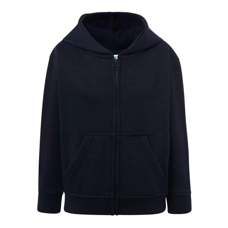 Sweat enfant capuche zippé, fermeture grand zip, poche kangourou, 290 g/m²