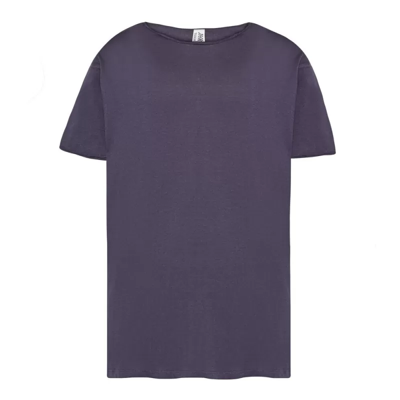 T-shirt style urbain en coton doux, col et manches bruts sans finition, 120 g/m²
