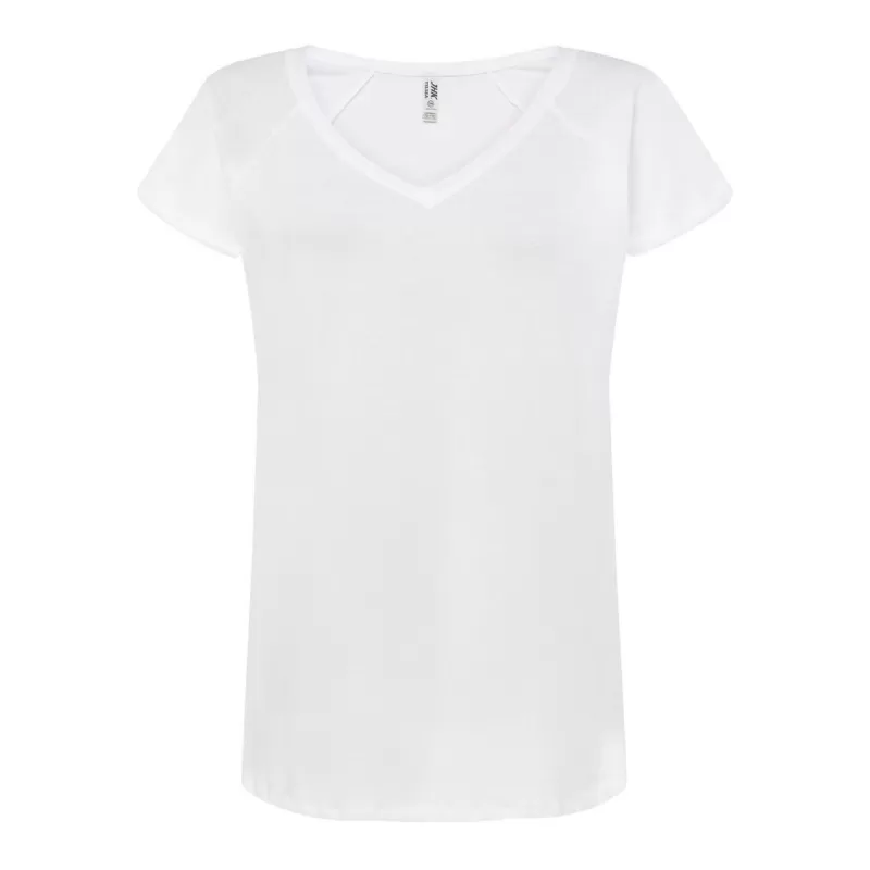 Tee-shirt femme style urbain col V, manches roulées, 120 g/m²