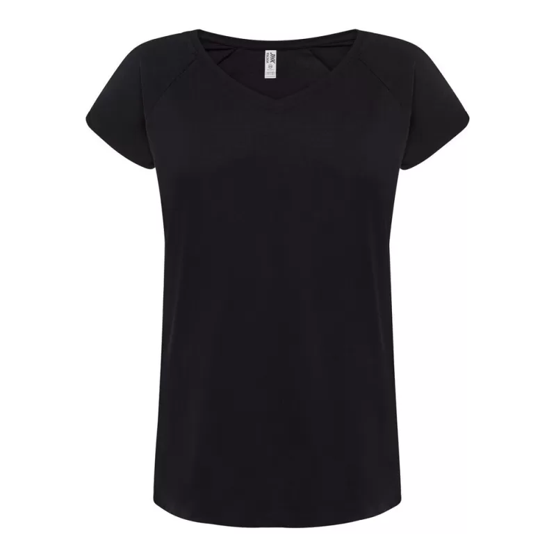 Tee-shirt femme style urbain col V, manches roulées, 120 g/m²
