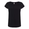 Tee-shirt femme style urbain col V, manches roulées, 120 g/m²