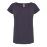Tee-shirt femme style urbain col V, manches roulées, 120 g/m²
