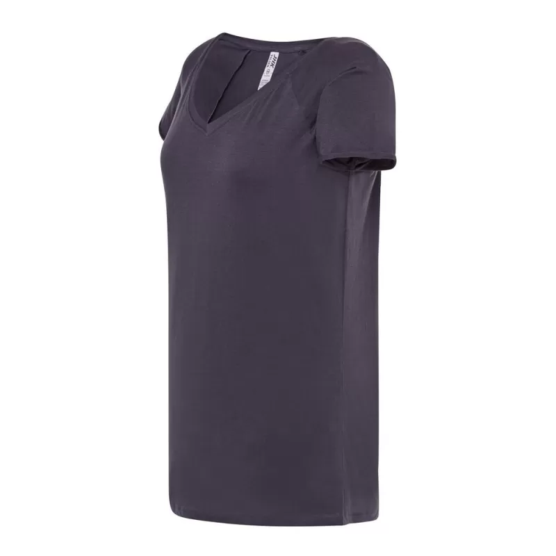 Tee-shirt femme style urbain col V, manches roulées, 120 g/m²