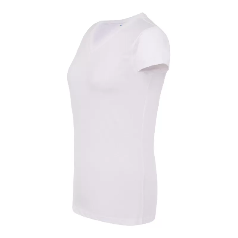 Tee-shirt femme col V coupe cintrée en coton, 145 g/m²