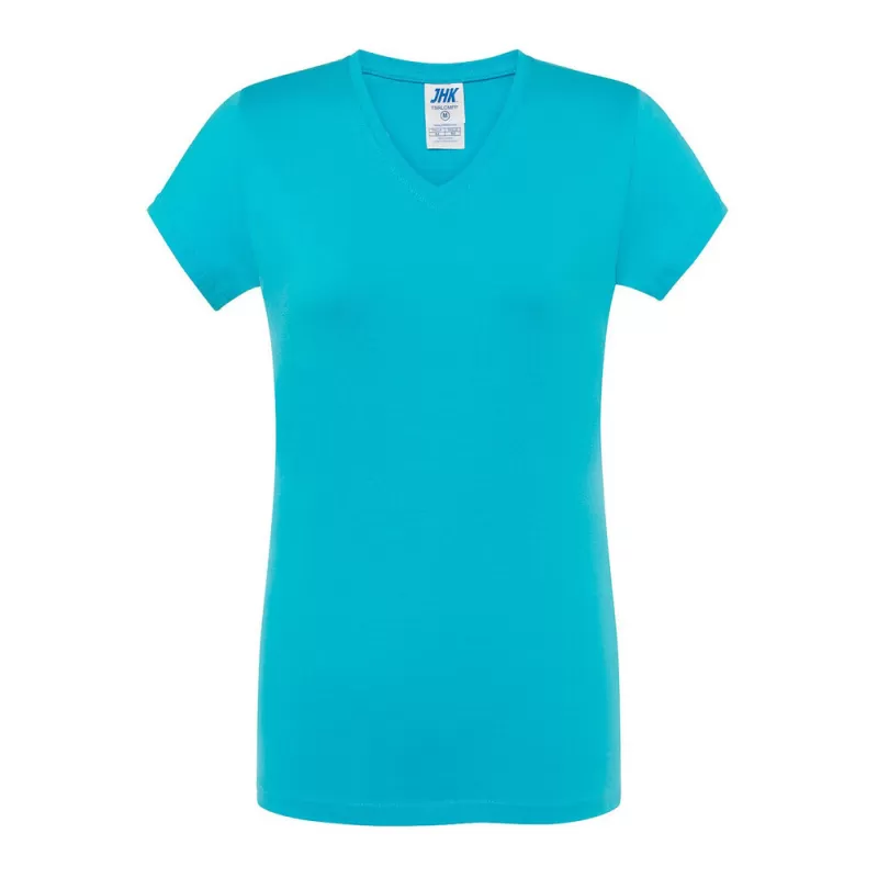 Tee-shirt femme col V coupe cintrée en coton, 145 g/m²