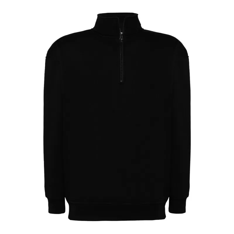 Sweat col montant zippé polyester et coton, intérieur gratté, 290 g/m²