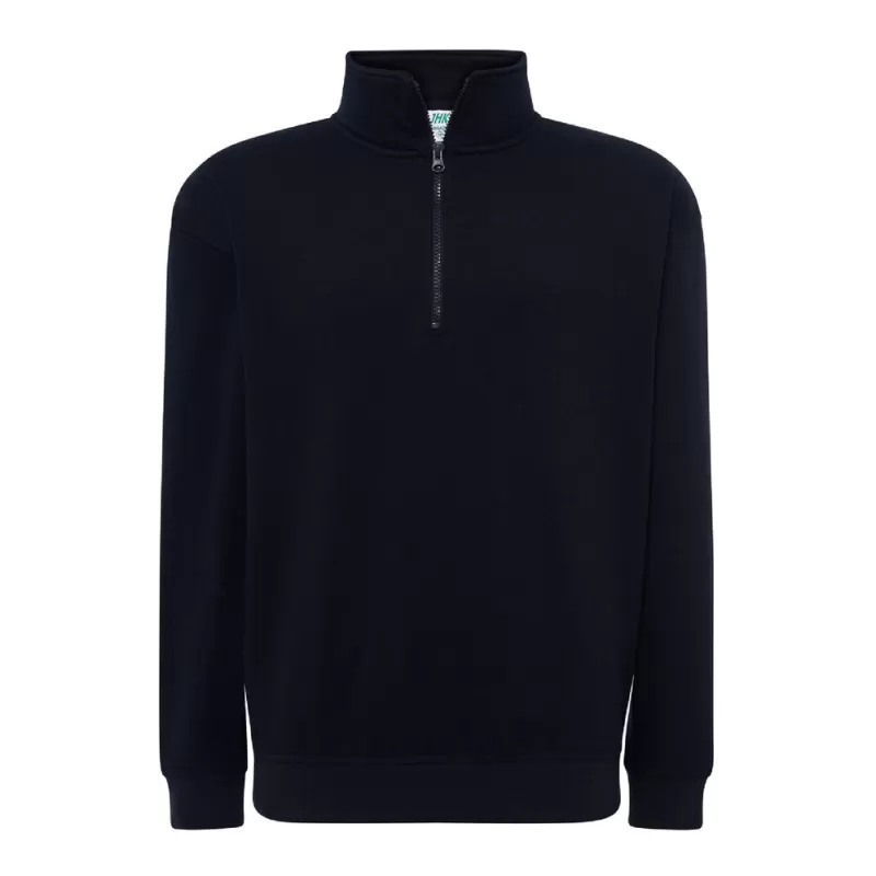 Sweat col montant zippé polyester et coton, intérieur gratté, 290 g/m²