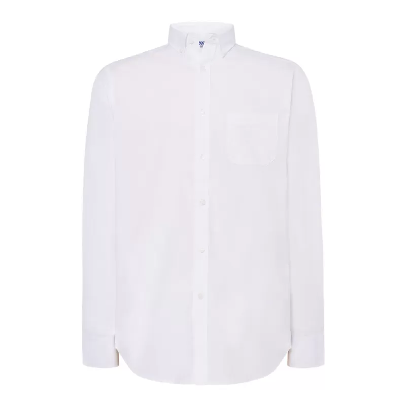 Chemise popeline homme manches longues, col boutonné, poche côté coeur, 100 g/m²