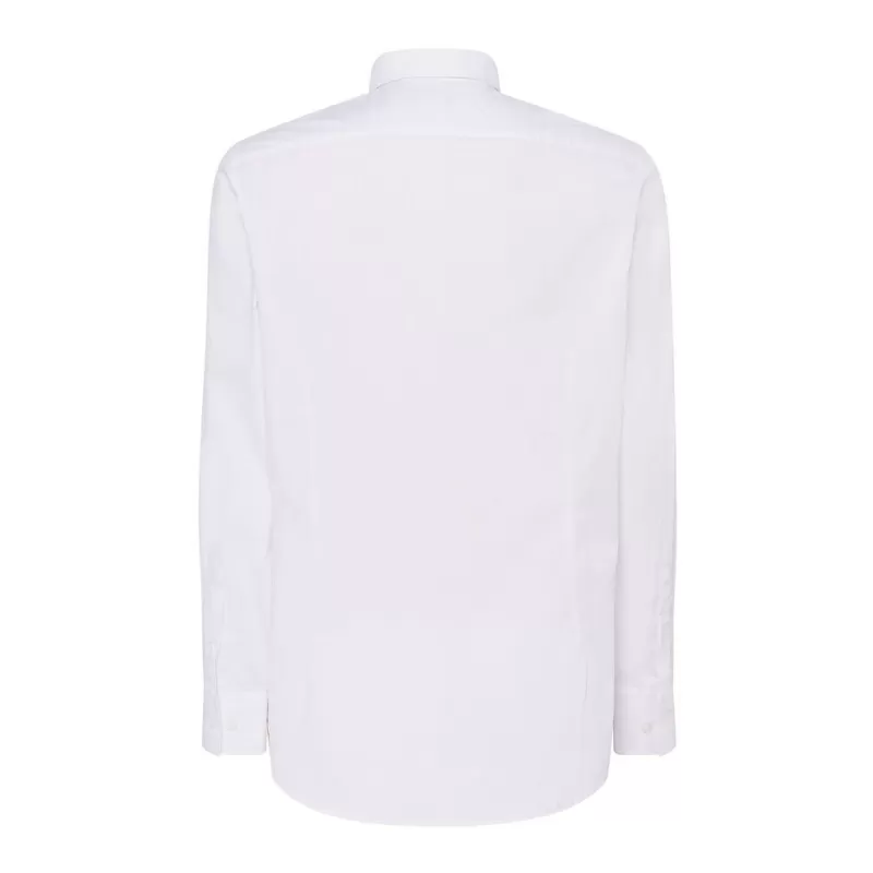 Chemise popeline homme manches longues, col boutonné, poche côté coeur, 100 g/m²