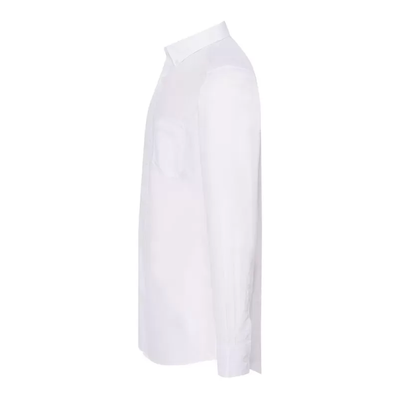 Chemise popeline homme manches longues, col boutonné, poche côté coeur, 100 g/m²
