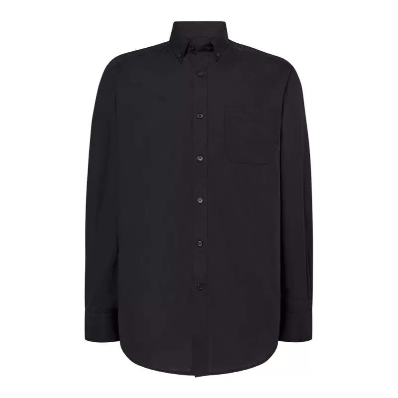 Chemise popeline homme manches longues, col boutonné, poche côté coeur, 100 g/m²