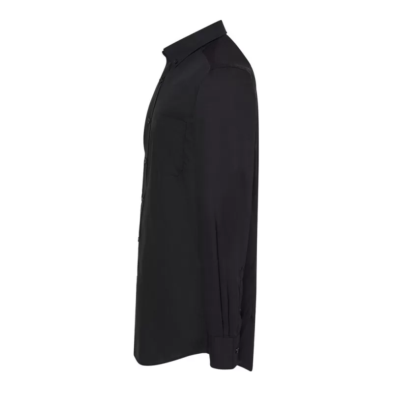 Chemise popeline homme manches longues, col boutonné, poche côté coeur, 100 g/m²