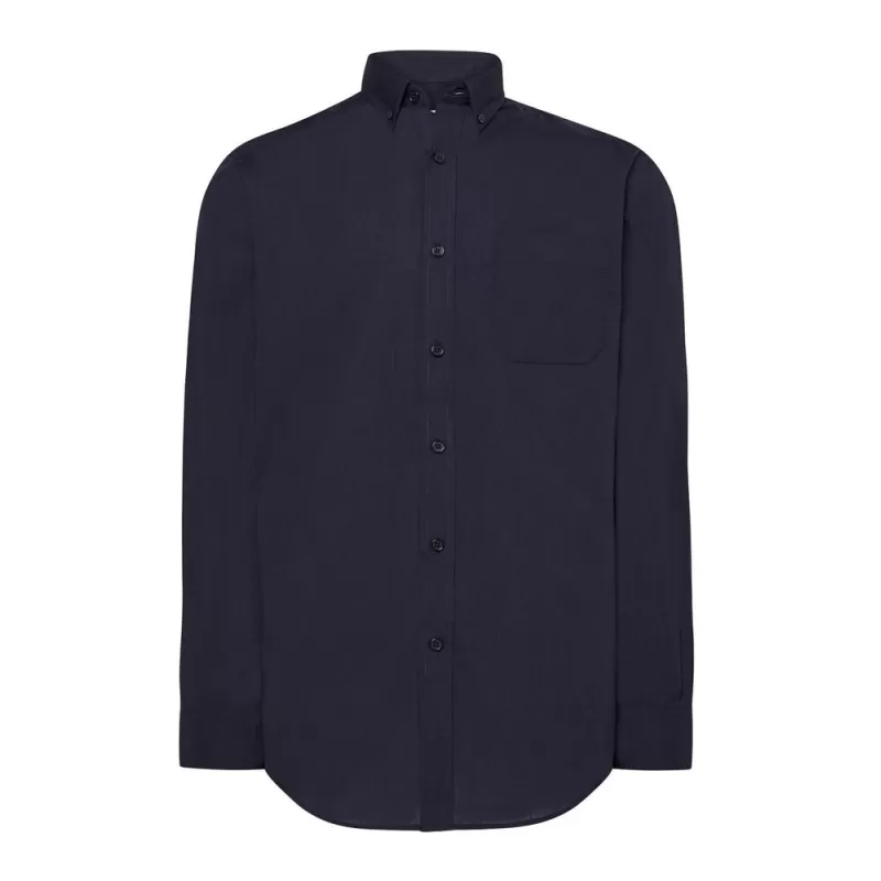 Chemise popeline homme manches longues, col boutonné, poche côté coeur, 100 g/m²