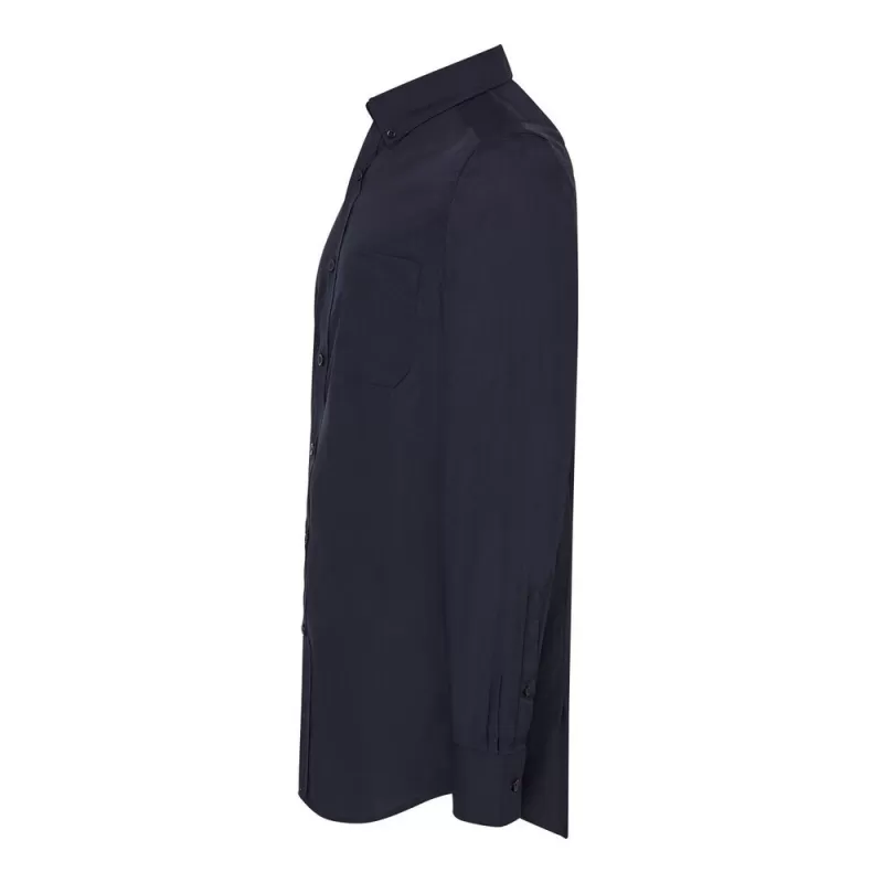 Chemise popeline homme manches longues, col boutonné, poche côté coeur, 100 g/m²