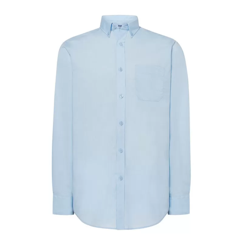 Chemise popeline homme manches longues, col boutonné, poche côté coeur, 100 g/m²