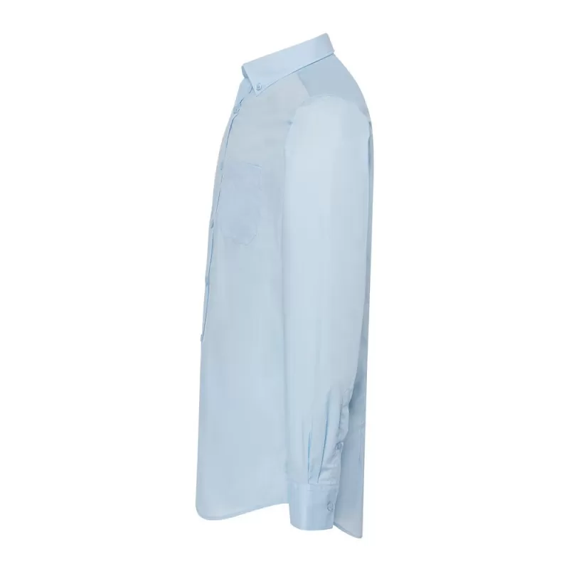 Chemise popeline homme manches longues, col boutonné, poche côté coeur, 100 g/m²