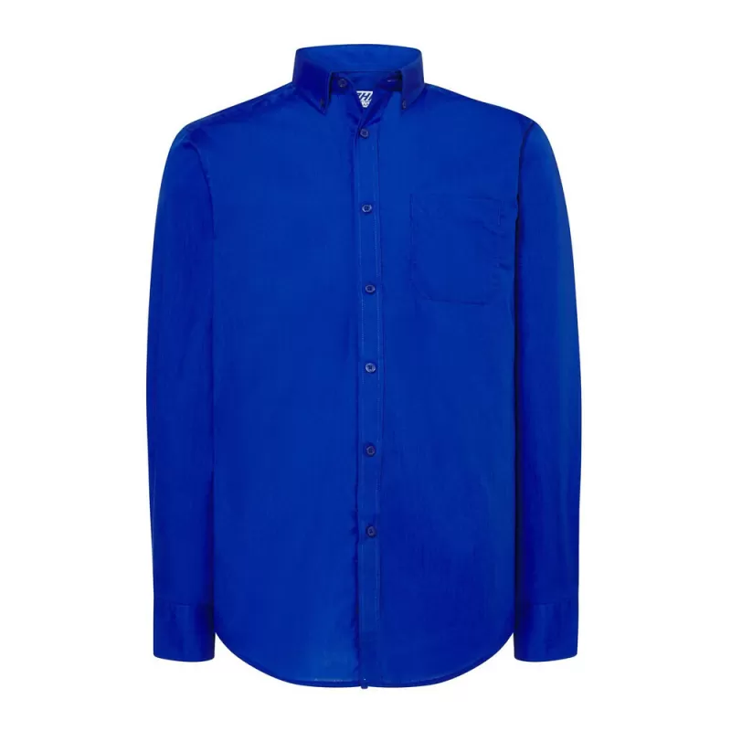 Chemise popeline homme manches longues, col boutonné, poche côté coeur, 100 g/m²