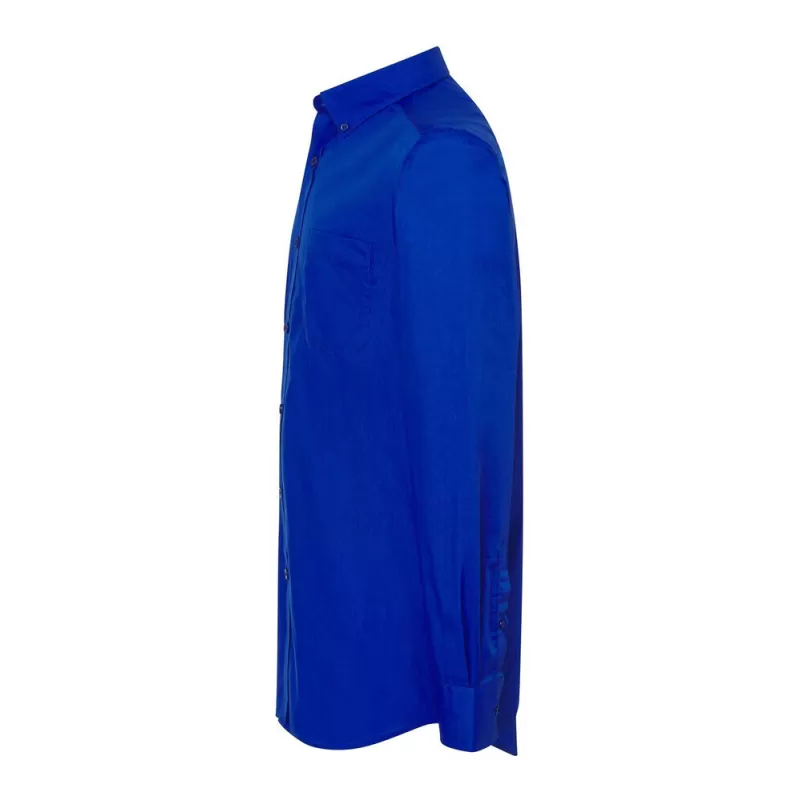 Chemise popeline homme manches longues, col boutonné, poche côté coeur, 100 g/m²