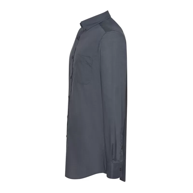 Chemise popeline homme manches longues, col boutonné, poche côté coeur, 100 g/m²