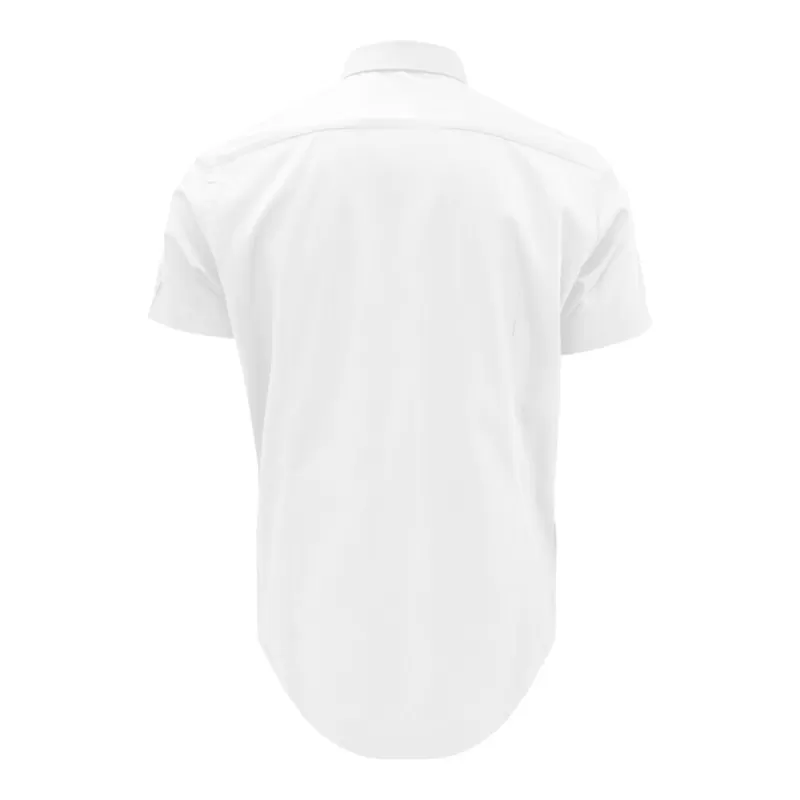 Chemise homme Oxford manches courtes, col boutonné, poche côté coeur, 115 g/m²