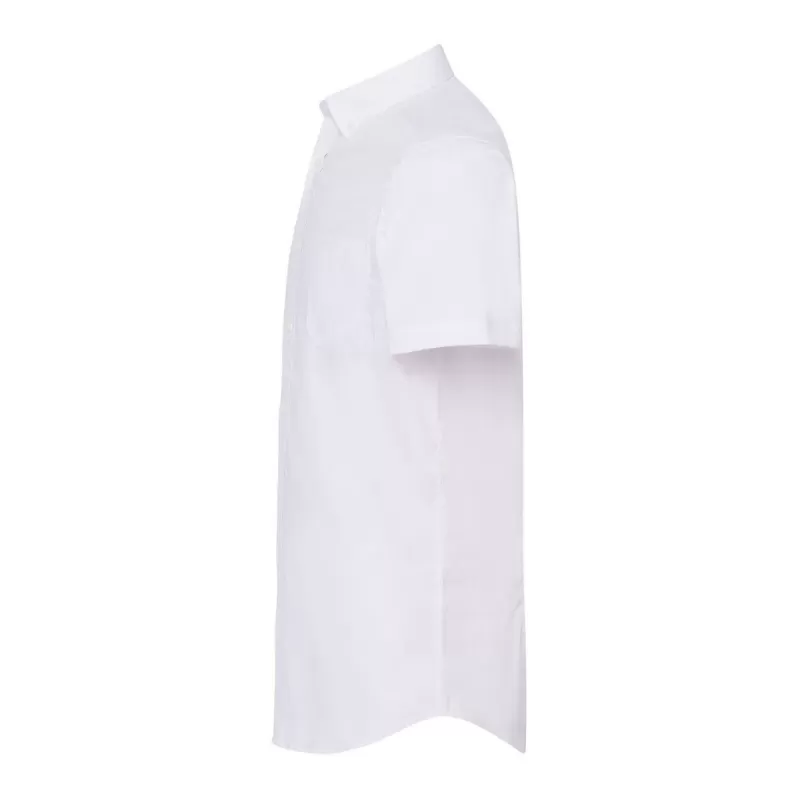 Chemise homme Oxford manches courtes, col boutonné, poche côté coeur, 115 g/m²