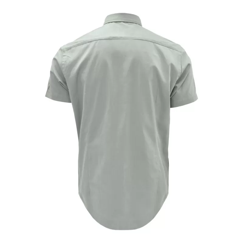 Chemise homme Oxford manches courtes, col boutonné, poche côté coeur, 115 g/m²