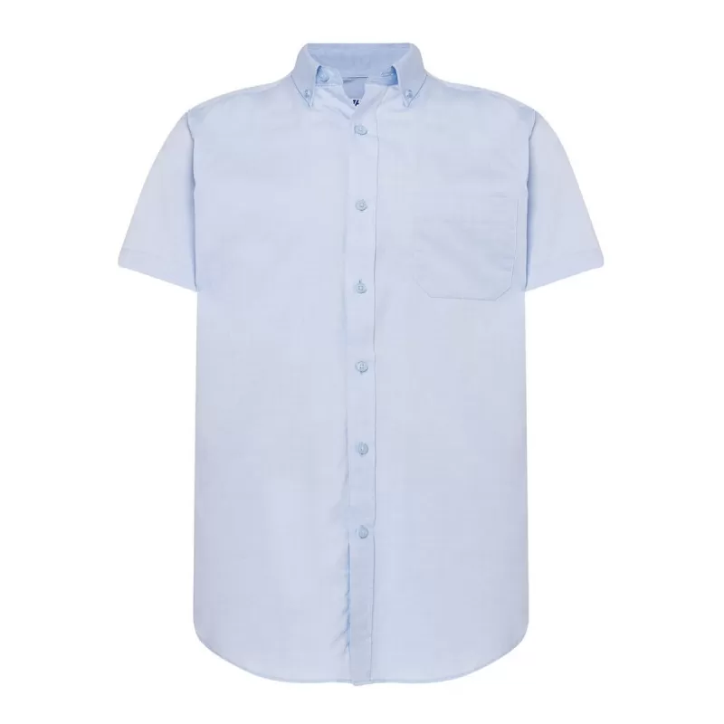 Chemise homme Oxford manches courtes, col boutonné, poche côté coeur, 115 g/m²