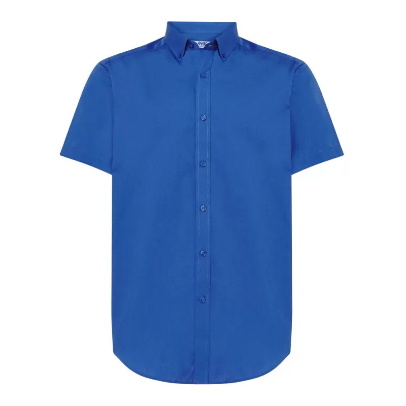Chemise homme Oxford manches courtes, col boutonné, poche côté coeur, 115 g/m²