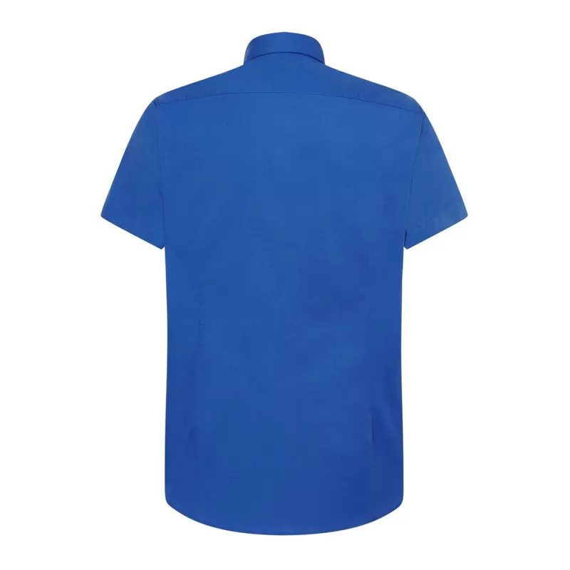 Chemise homme Oxford manches courtes, col boutonné, poche côté coeur, 115 g/m²