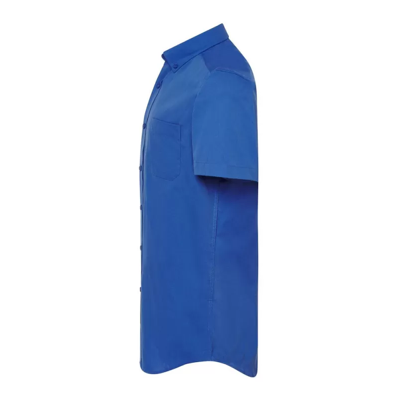 Chemise homme Oxford manches courtes, col boutonné, poche côté coeur, 115 g/m²