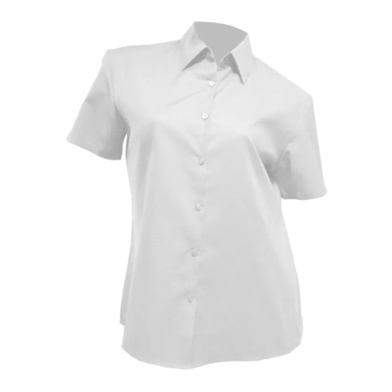 Chemise femme Oxford manches courtes, coupe cintrée, 115 g/m²