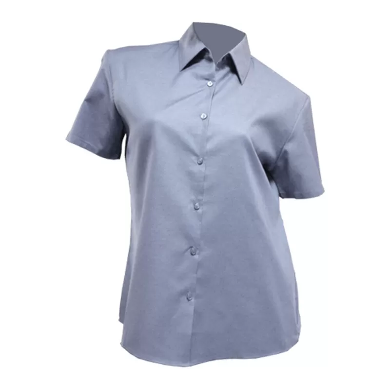 Chemise femme Oxford manches courtes, coupe cintrée, 115 g/m²