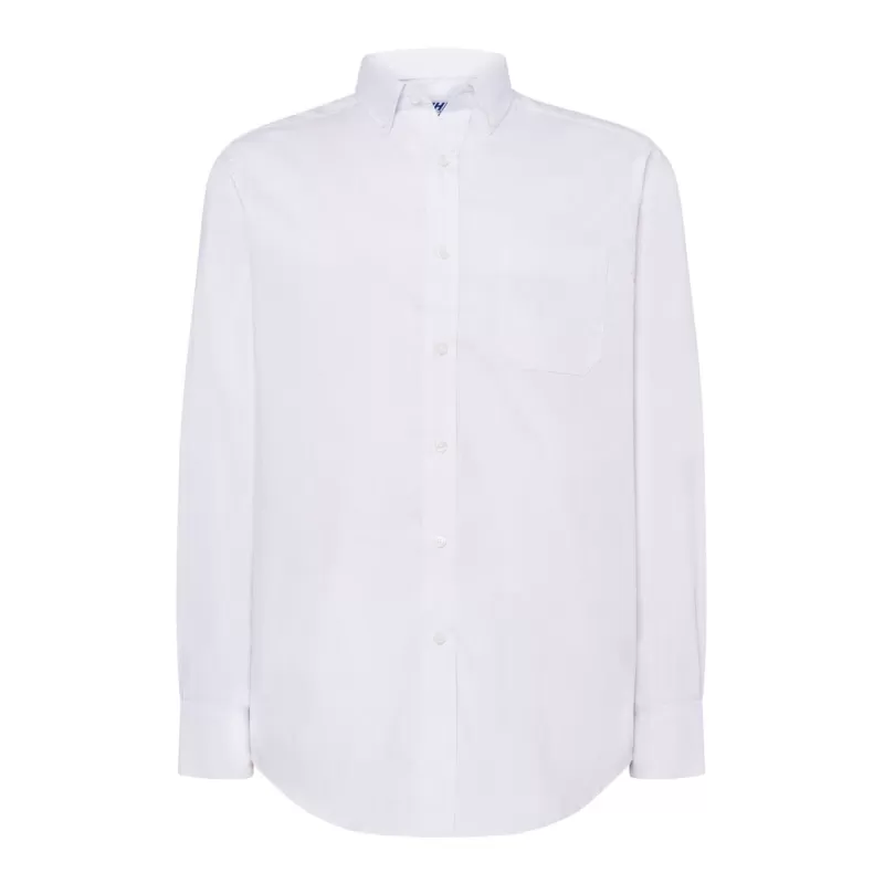 Chemise homme Oxford manches longues, col boutonné, poche côté coeur, 115 g/m²