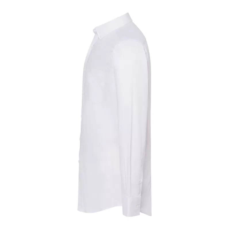 Chemise homme Oxford manches longues, col boutonné, poche côté coeur, 115 g/m²