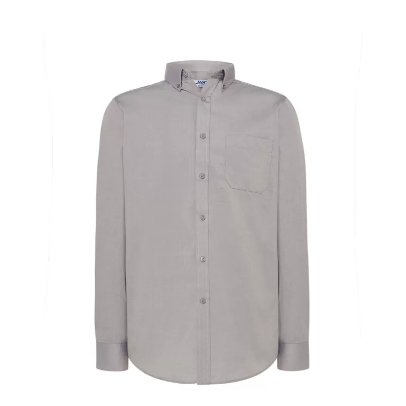 Chemise homme Oxford manches longues, col boutonné, poche côté coeur, 115 g/m²