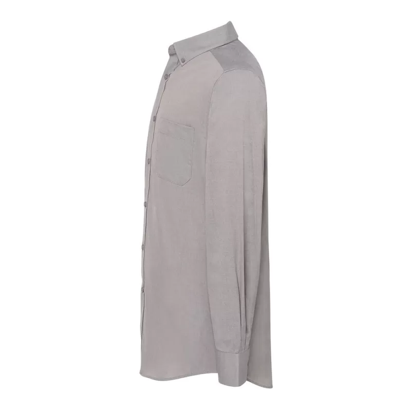 Chemise homme Oxford manches longues, col boutonné, poche côté coeur, 115 g/m²