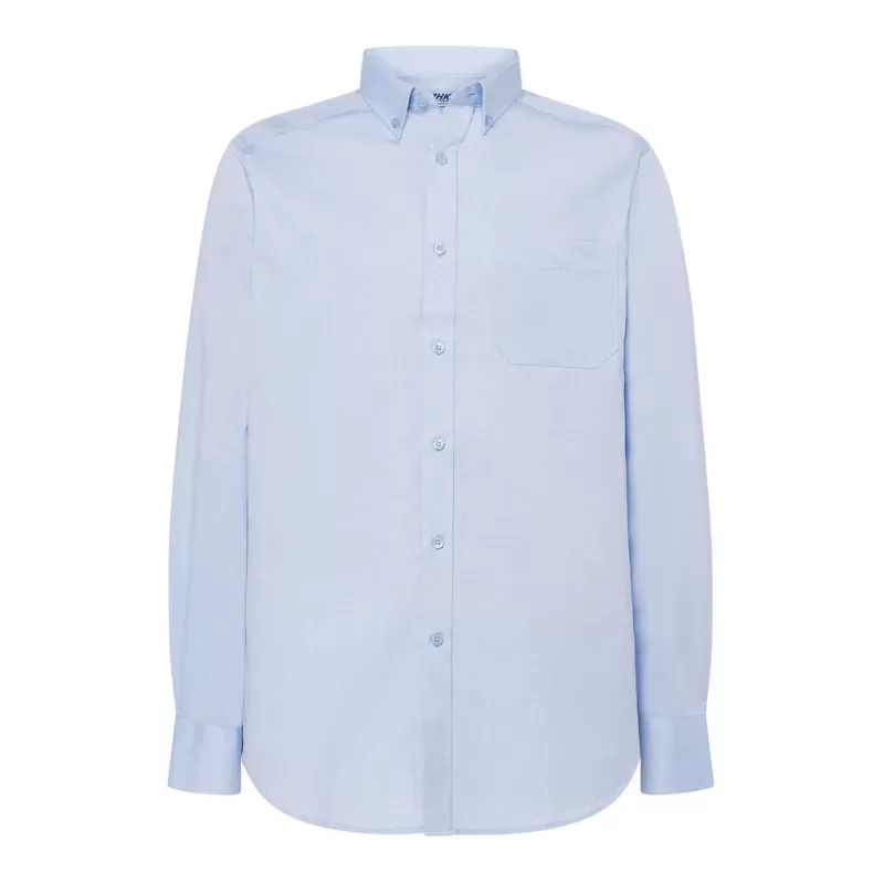 Chemise homme Oxford manches longues, col boutonné, poche côté coeur, 115 g/m²