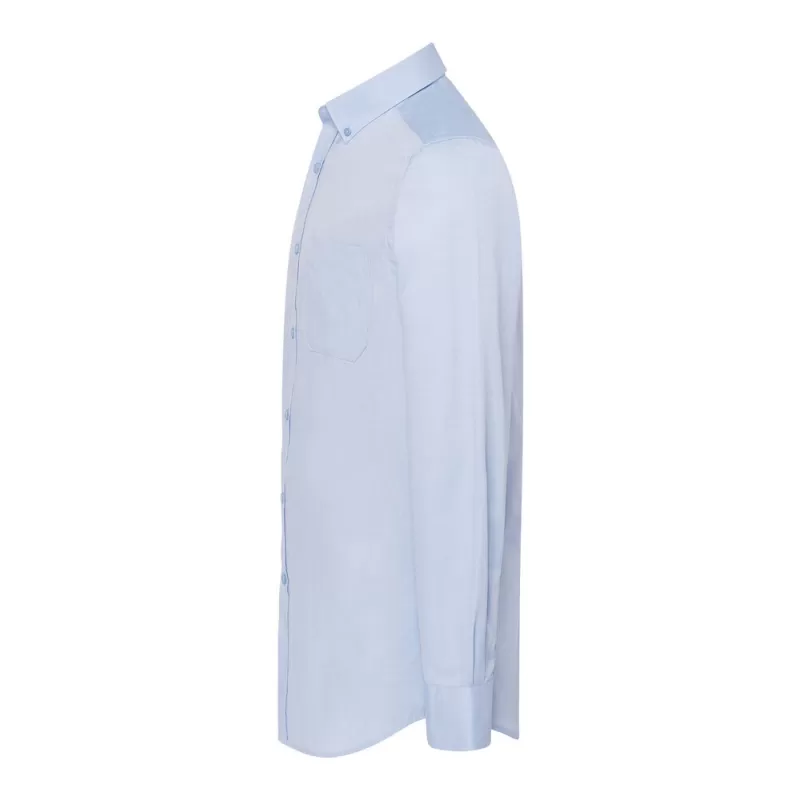 Chemise homme Oxford manches longues, col boutonné, poche côté coeur, 115 g/m²