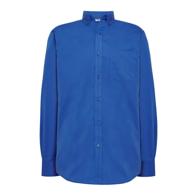 Chemise homme Oxford manches longues, col boutonné, poche côté coeur, 115 g/m²