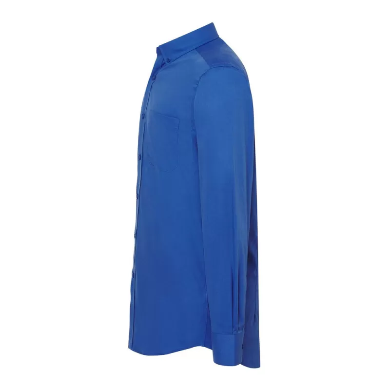 Chemise homme Oxford manches longues, col boutonné, poche côté coeur, 115 g/m²