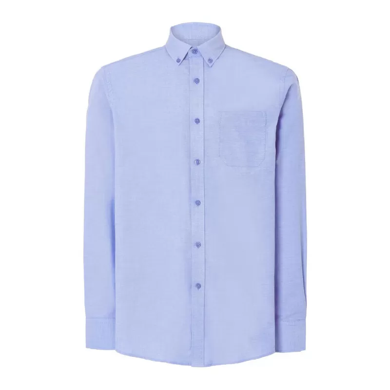 Chemise homme Oxford manches longues, col boutonné, poche côté coeur, 115 g/m²