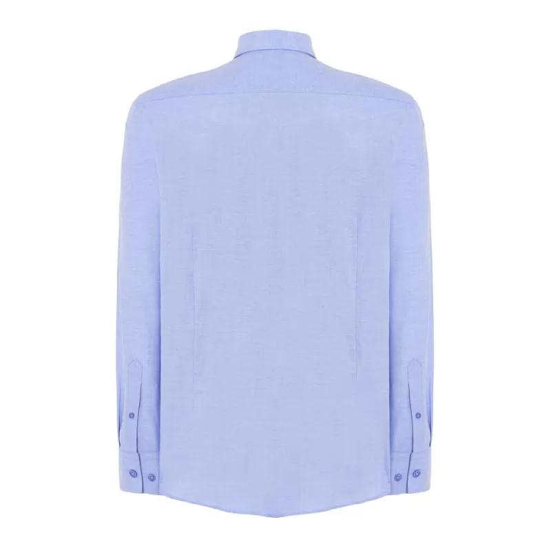 Chemise homme Oxford manches longues, col boutonné, poche côté coeur, 115 g/m²
