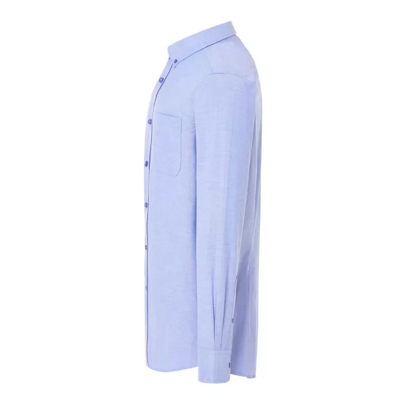 Chemise homme Oxford manches longues, col boutonné, poche côté coeur, 115 g/m²