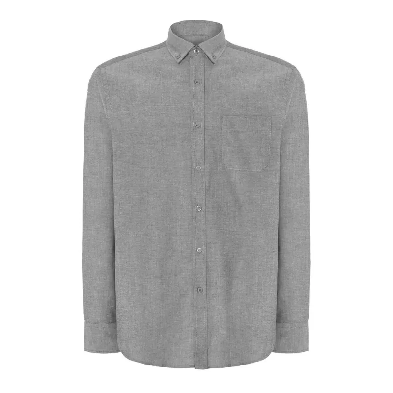 Chemise homme Oxford manches longues, col boutonné, poche côté coeur, 115 g/m²