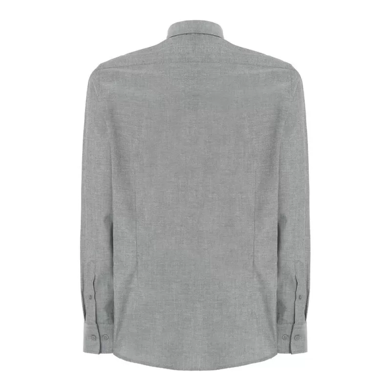 Chemise homme Oxford manches longues, col boutonné, poche côté coeur, 115 g/m²